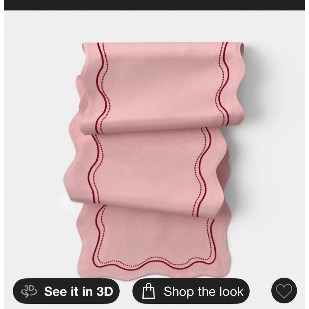 72"x14" Embroidered Scalloped Table Runner Pink Threshold Target
